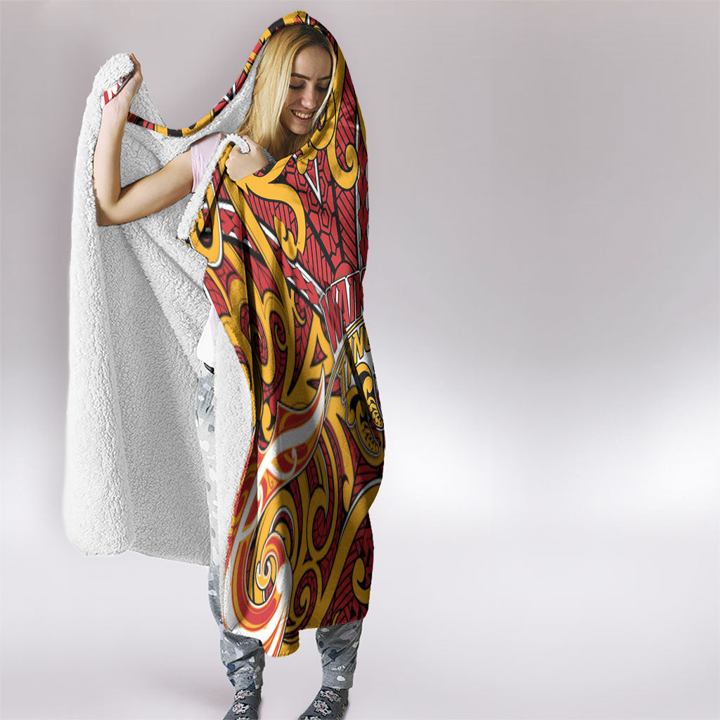 Aotearoa Waikato Tainui Hooded Blanket Maori Tribal Pattern Koru Motif