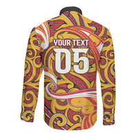 Custom Aotearoa Waikato Tainui Long Sleeve Button Shirt Maori Tribal Pattern Koru Motif