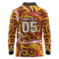 Custom Aotearoa Waikato Tainui Long Sleeve Polo Shirt Maori Tribal Pattern Koru Motif