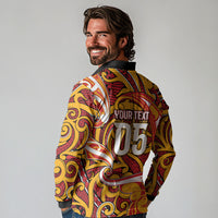 Custom Aotearoa Waikato Tainui Long Sleeve Polo Shirt Maori Tribal Pattern Koru Motif