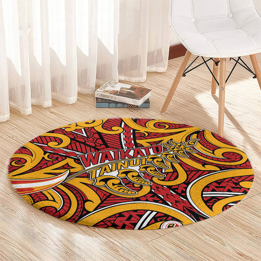 Aotearoa Waikato Tainui Round Carpet Maori Tribal Pattern Koru Motif