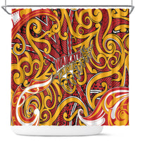 Aotearoa Waikato Tainui Shower Curtain Maori Tribal Pattern Koru Motif