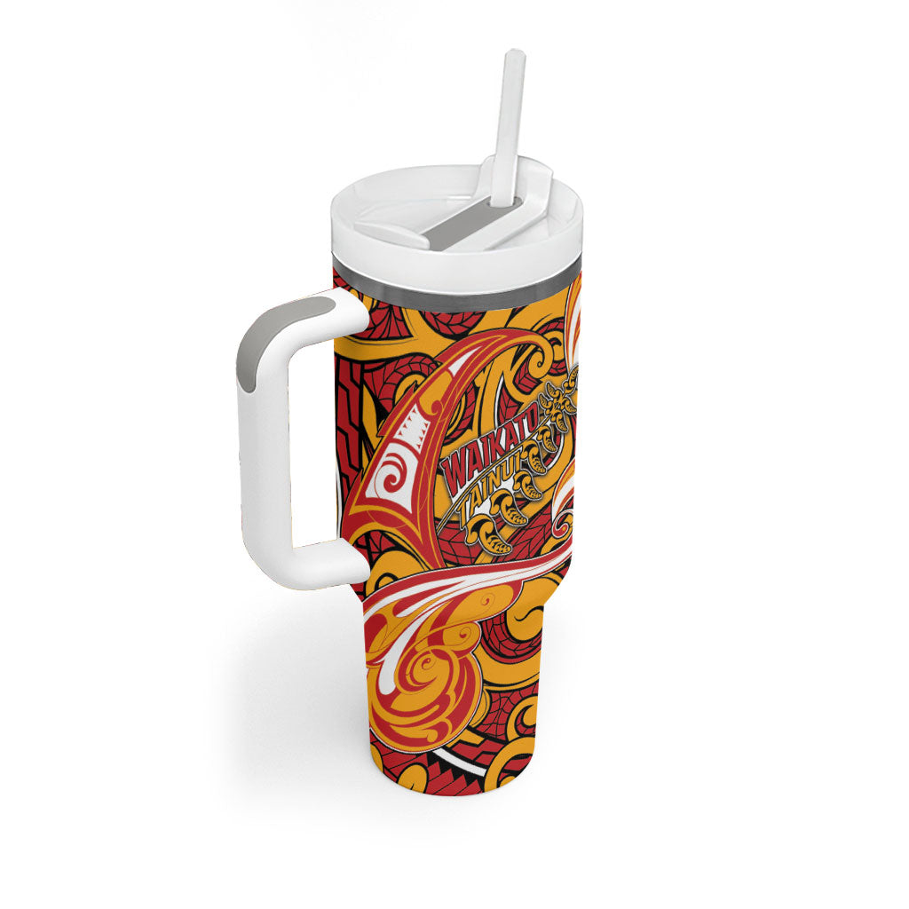 Custom Aotearoa Waikato Tainui Tumbler With Handle Maori Tribal Pattern Koru Motif