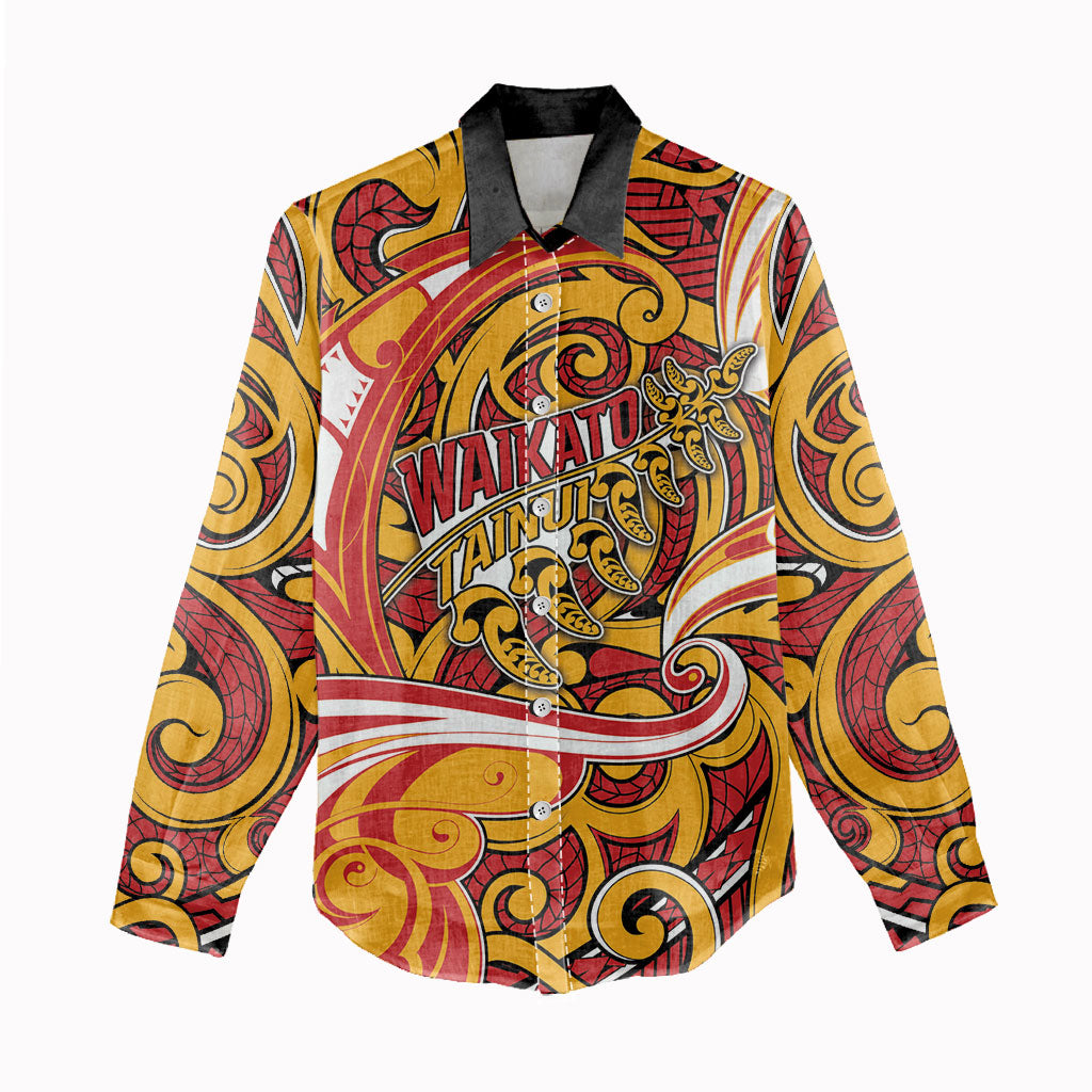 Custom Aotearoa Waikato Tainui Women Casual Shirt Maori Tribal Pattern Koru Motif