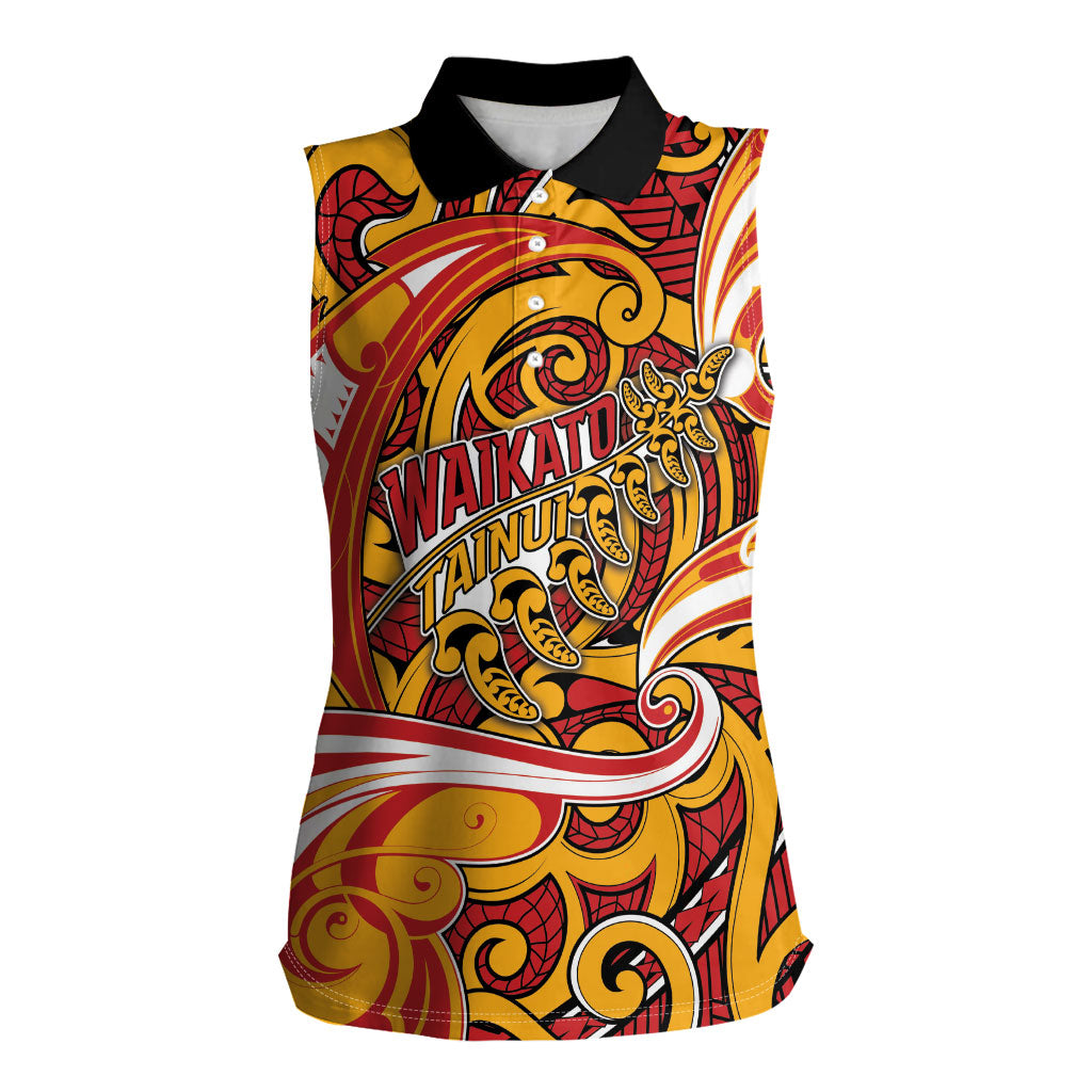 Custom Aotearoa Waikato Tainui Women Sleeveless Polo Shirt Maori Tribal Pattern Koru Motif