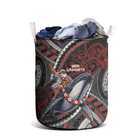 Aotearoa Christmas Laundry Basket Santa Riding Humpback Whale Maori Koru DT05 - Polynesian Pride