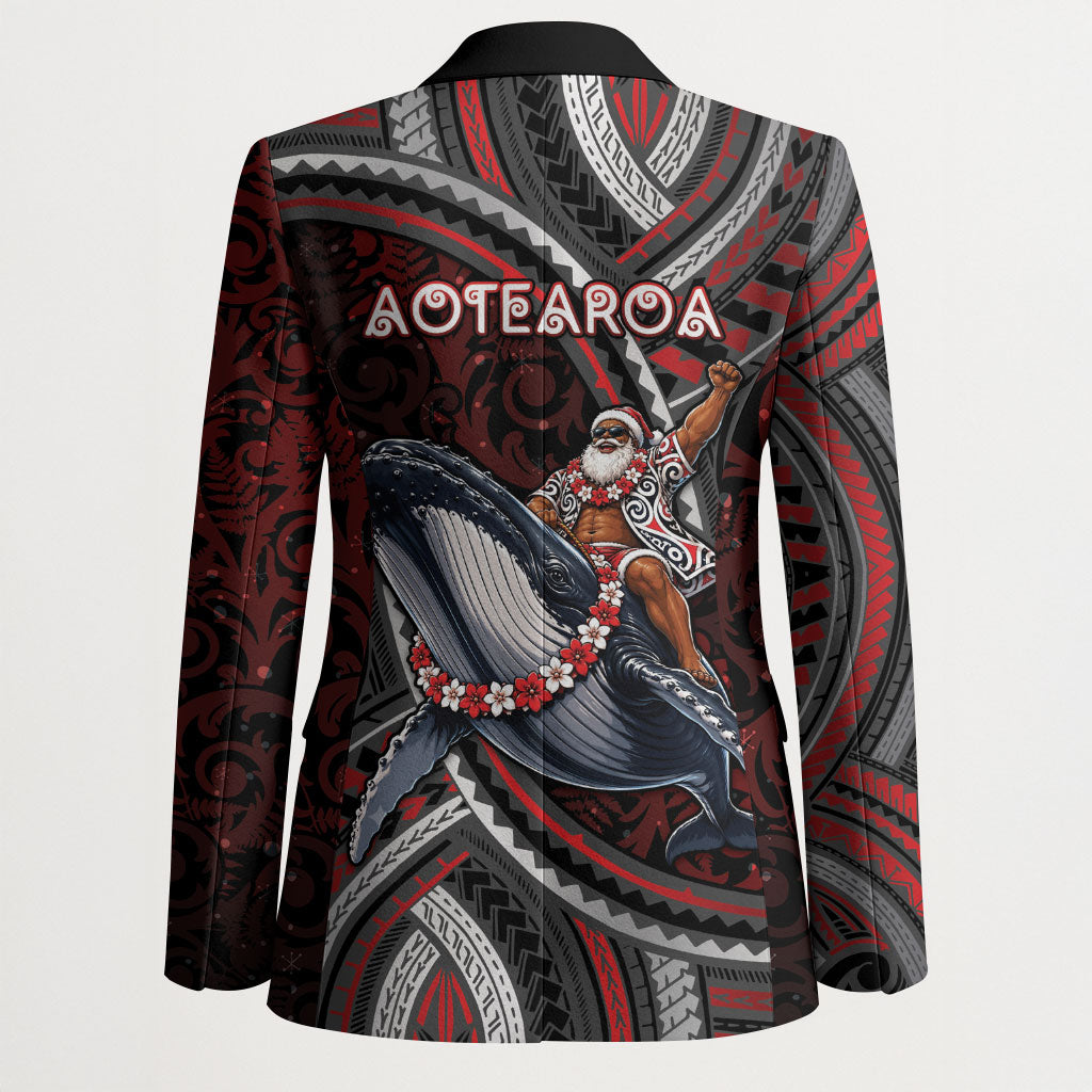 Aotearoa Christmas Blazer Santa Riding Humpback Whale Maori Koru DT05 - Polynesian Pride