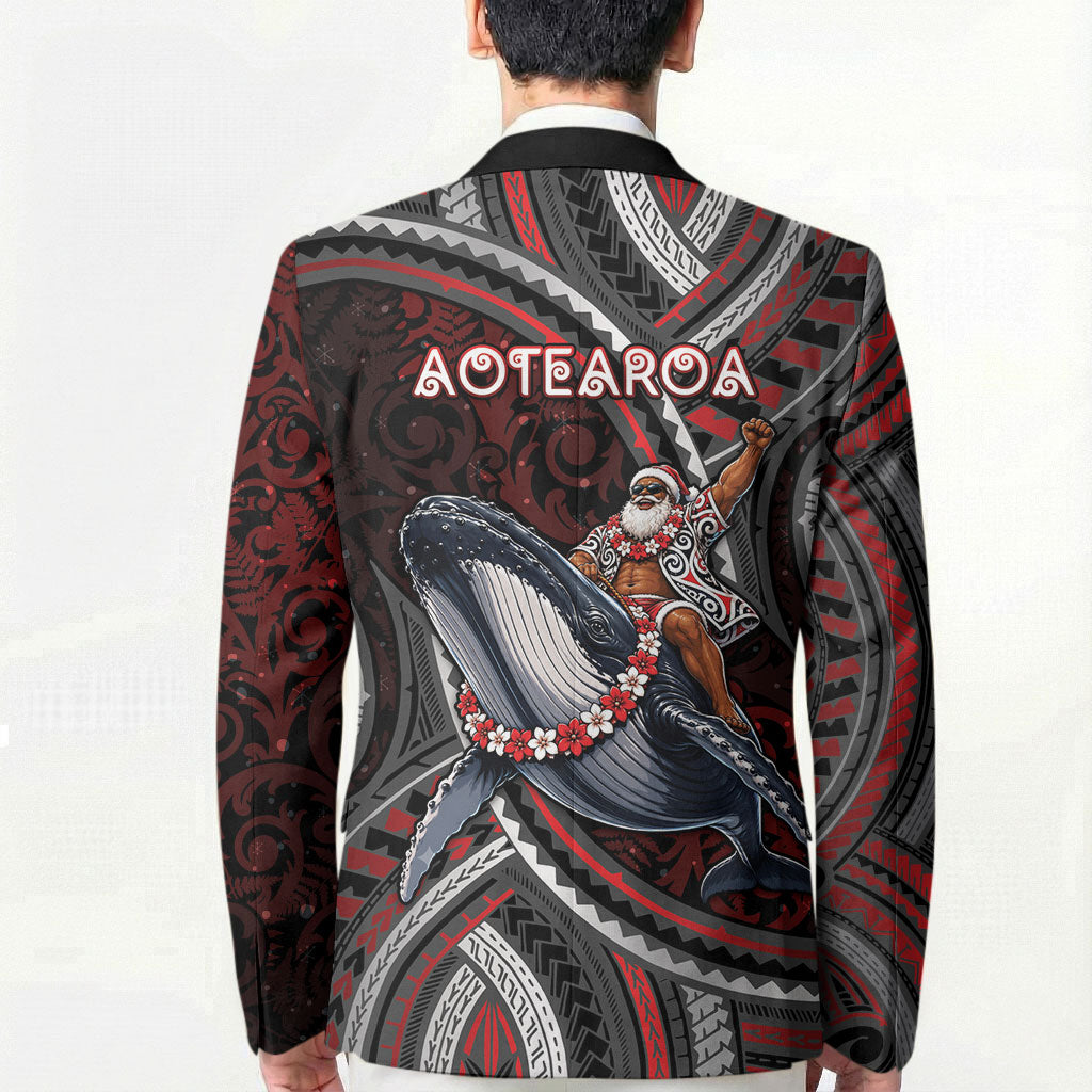 Aotearoa Christmas Blazer Santa Riding Humpback Whale Maori Koru DT05 - Polynesian Pride