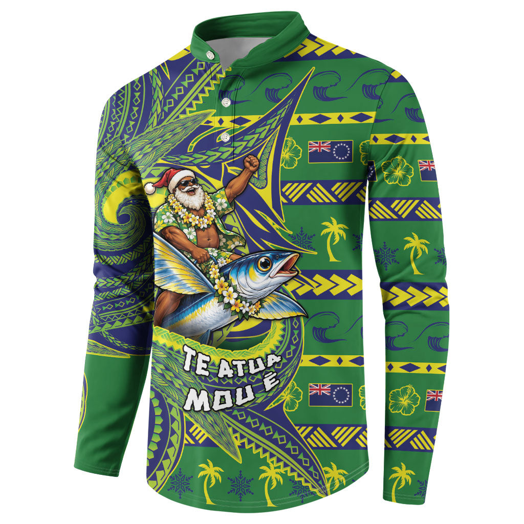 Cook Islands Christmas Button Sweatshirt Santa Riding Flying Fish DT05 - Polynesian Pride