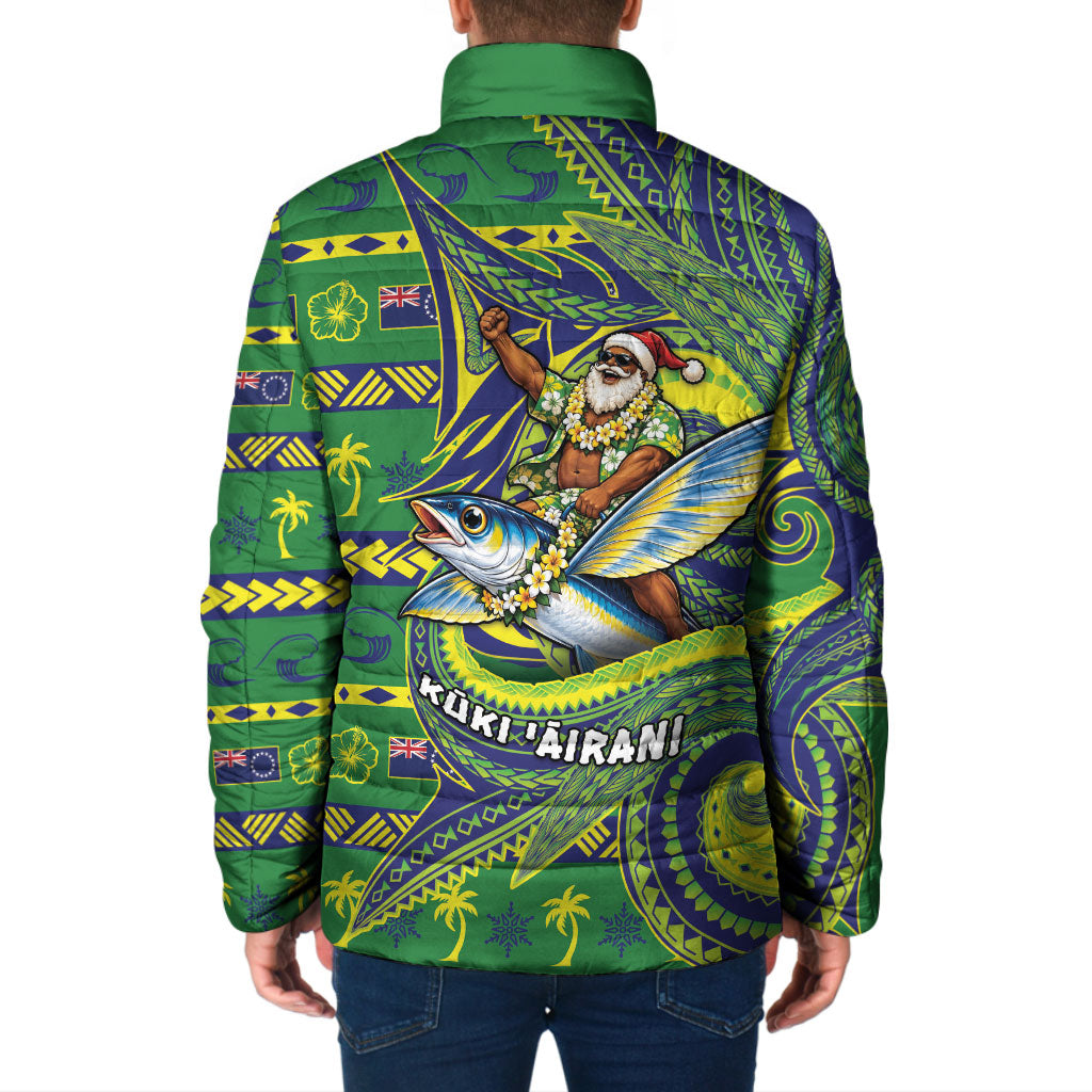 Cook Islands Christmas Padded Jacket Santa Riding Flying Fish DT05 - Polynesian Pride