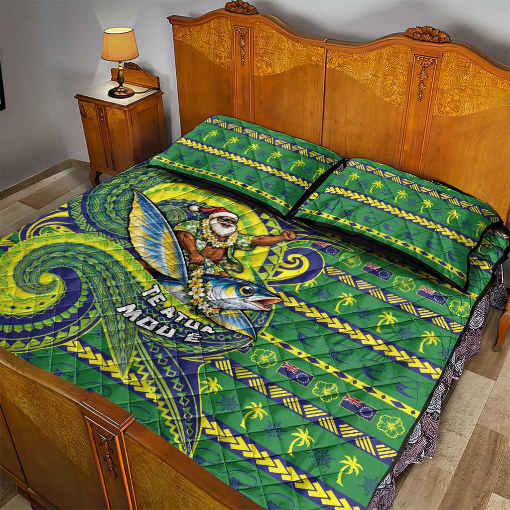 Cook Islands Christmas Quilt Bed Set Santa Riding Flying Fish DT05 - Polynesian Pride