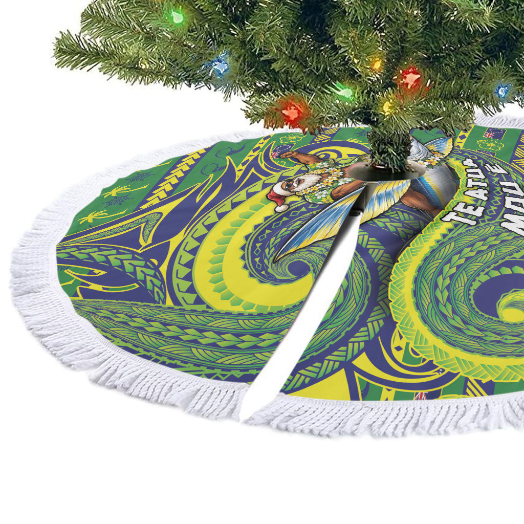 Cook Islands Christmas Tree Skirt Santa Riding Flying Fish DT05 - Polynesian Pride