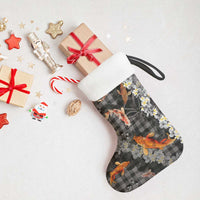 Black Palaka Hawaiian And Japanese Christmas Stocking Sakura Lei With Koi Fish DT05 - Polynesian Pride