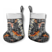 Black Palaka Hawaiian And Japanese Christmas Stocking Sakura Lei With Koi Fish DT05 - Polynesian Pride