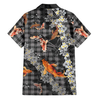 Black Palaka Hawaiian And Japanese Family Matching Summer Maxi Dress and Hawaiian Shirt Sakura Lei With Koi Fish - Polynesian Pride