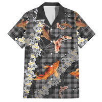 Black Palaka Hawaiian And Japanese Hawaiian Shirt Sakura Lei With Koi Fish - Polynesian Pride
