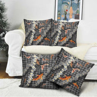 Black Palaka Hawaiian And Japanese Pillow Cover Sakura Lei With Koi Fish DT05 - Polynesian Pride