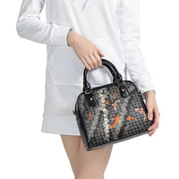 Black Palaka Hawaiian And Japanese Shoulder Handbag Sakura Lei With Koi Fish DT05 - Polynesian Pride