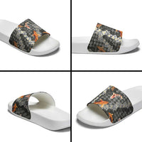 Black Palaka Hawaiian And Japanese Slide Sandals Sakura Lei With Koi Fish DT05 - Polynesian Pride