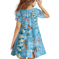 Blue Palaka Hawaiian And Japanese Family Matching Tank Maxi Dress and Hawaiian Shirt Sakura Lei With Koi Fish - Polynesian Pride