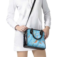 Blue Palaka Hawaiian And Japanese Shoulder Handbag Sakura Lei With Koi Fish DT05 - Polynesian Pride