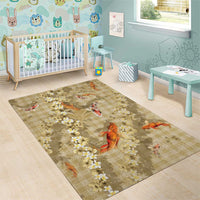 Beige Palaka Hawaiian And Japanese Area Rug Sakura Lei With Koi Fish DT05 - Polynesian Pride