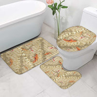 Beige Palaka Hawaiian And Japanese Bathroom Set Sakura Lei With Koi Fish DT05 - Polynesian Pride
