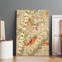 Beige Palaka Hawaiian And Japanese Canvas Wall Art Sakura Lei With Koi Fish DT05 - Polynesian Pride
