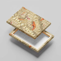 Beige Palaka Hawaiian And Japanese Canvas Wall Art Sakura Lei With Koi Fish DT05 - Polynesian Pride