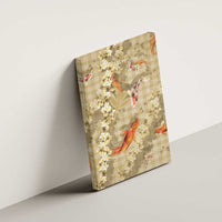 Beige Palaka Hawaiian And Japanese Canvas Wall Art Sakura Lei With Koi Fish DT05 - Polynesian Pride