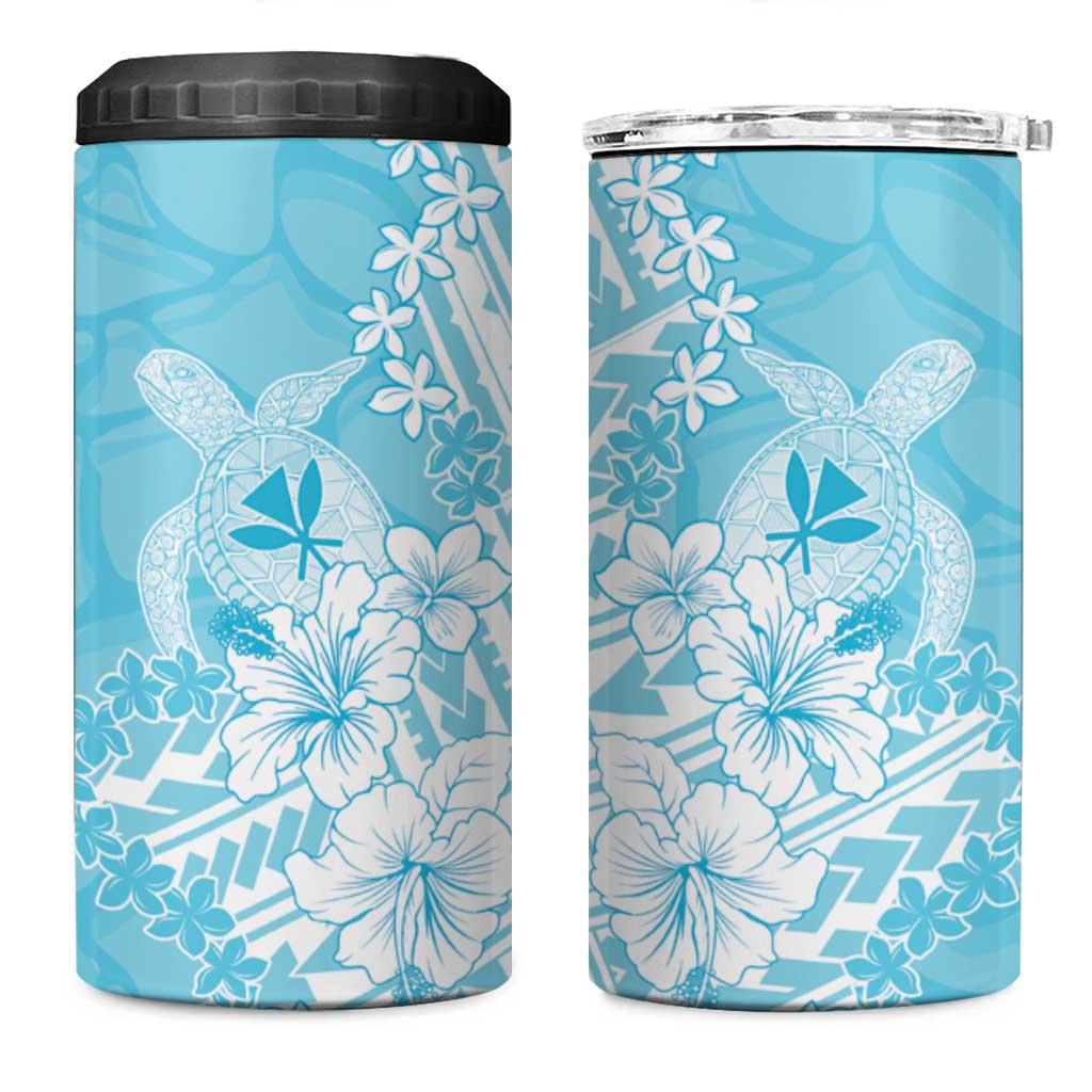 Hawaii Kanaka Maoli 4 in 1 Can Cooler Tumbler Polynesian Turtle Tattoo