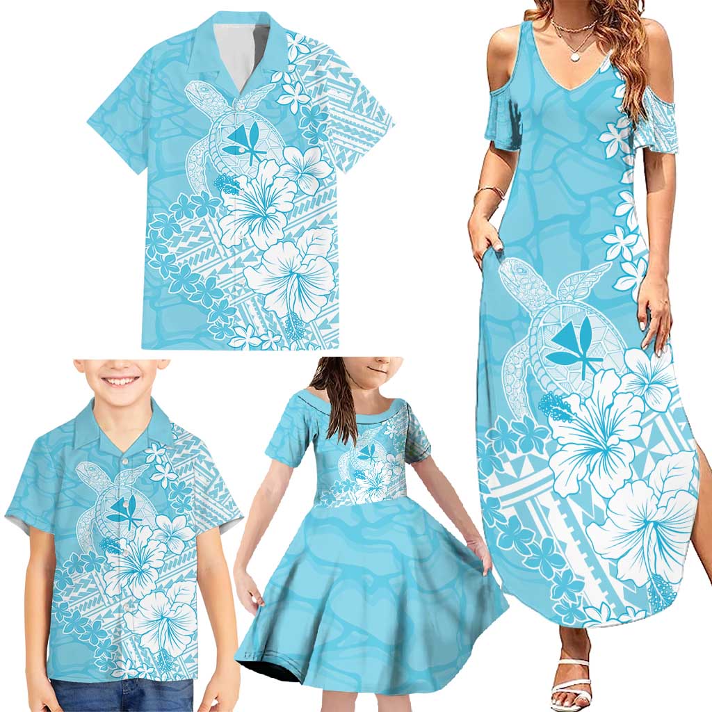 Hawaii Kanaka Maoli Family Matching Summer Maxi Dress and Hawaiian Shirt Polynesian Turtle Tattoo