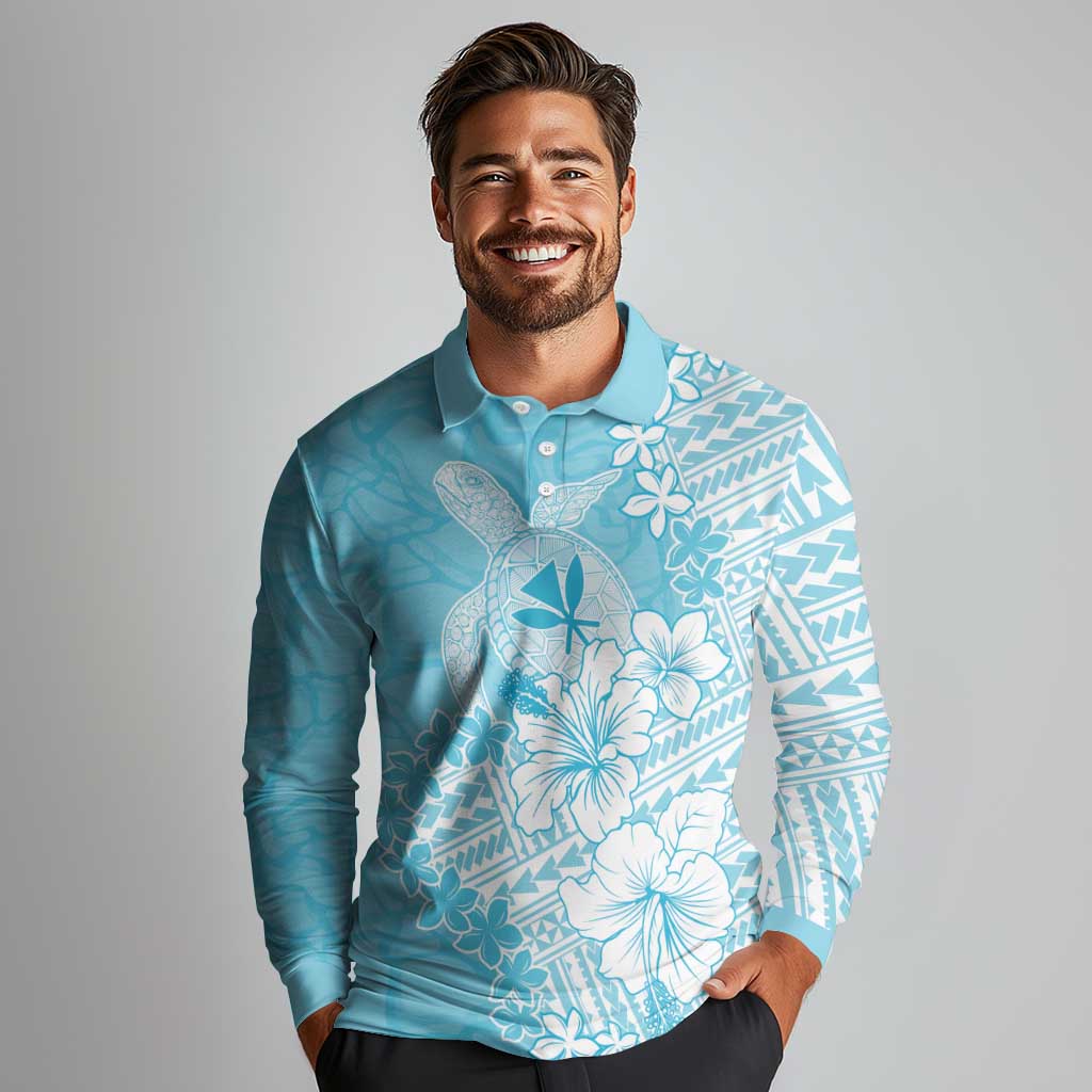 Hawaii Kanaka Maoli Long Sleeve Polo Shirt Polynesian Turtle Tattoo