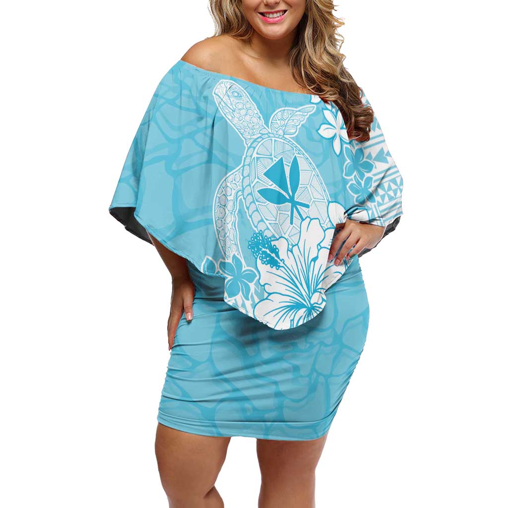Hawaii Kanaka Maoli Off Shoulder Short Dress Polynesian Turtle Tattoo