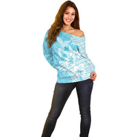 Hawaii Kanaka Maoli Off Shoulder Sweater Polynesian Turtle Tattoo
