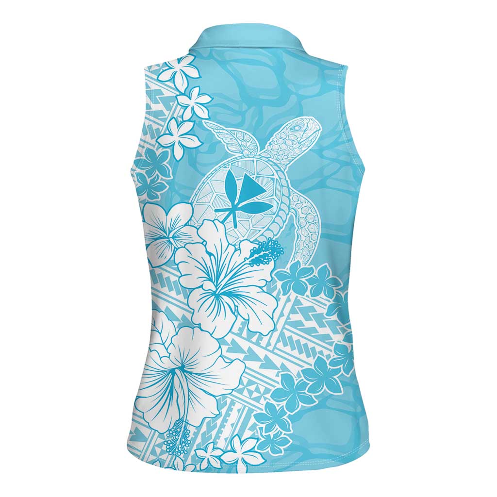 Hawaii Kanaka Maoli Women Sleeveless Polo Shirt Polynesian Turtle Tattoo