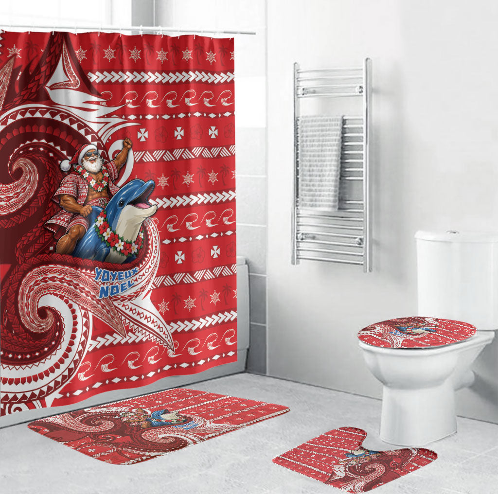 Wallis And Futuna Christmas Bathroom Set Santa Riding Ocean Dolphin