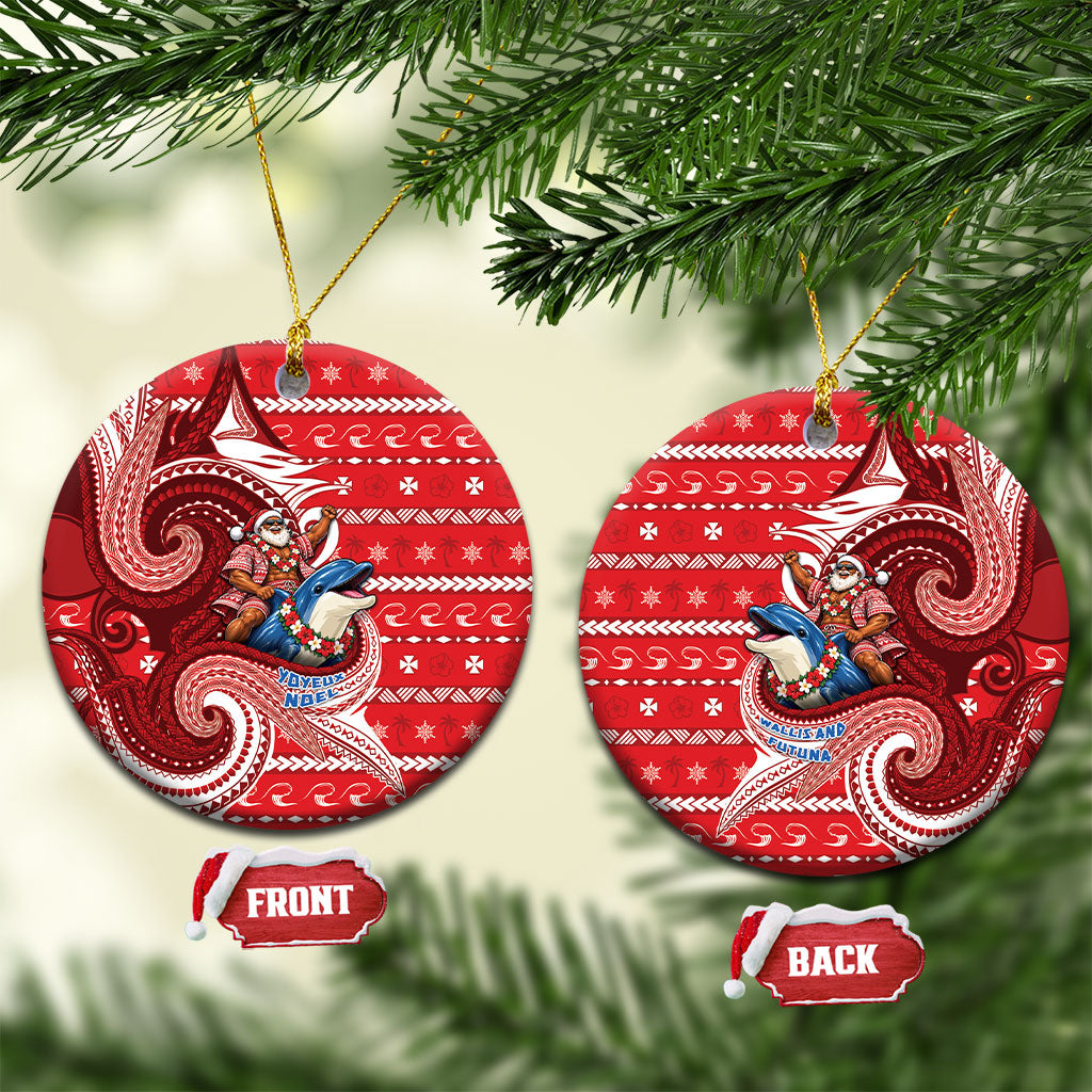 Wallis And Futuna Christmas Ceramic Ornament Santa Riding Ocean Dolphin