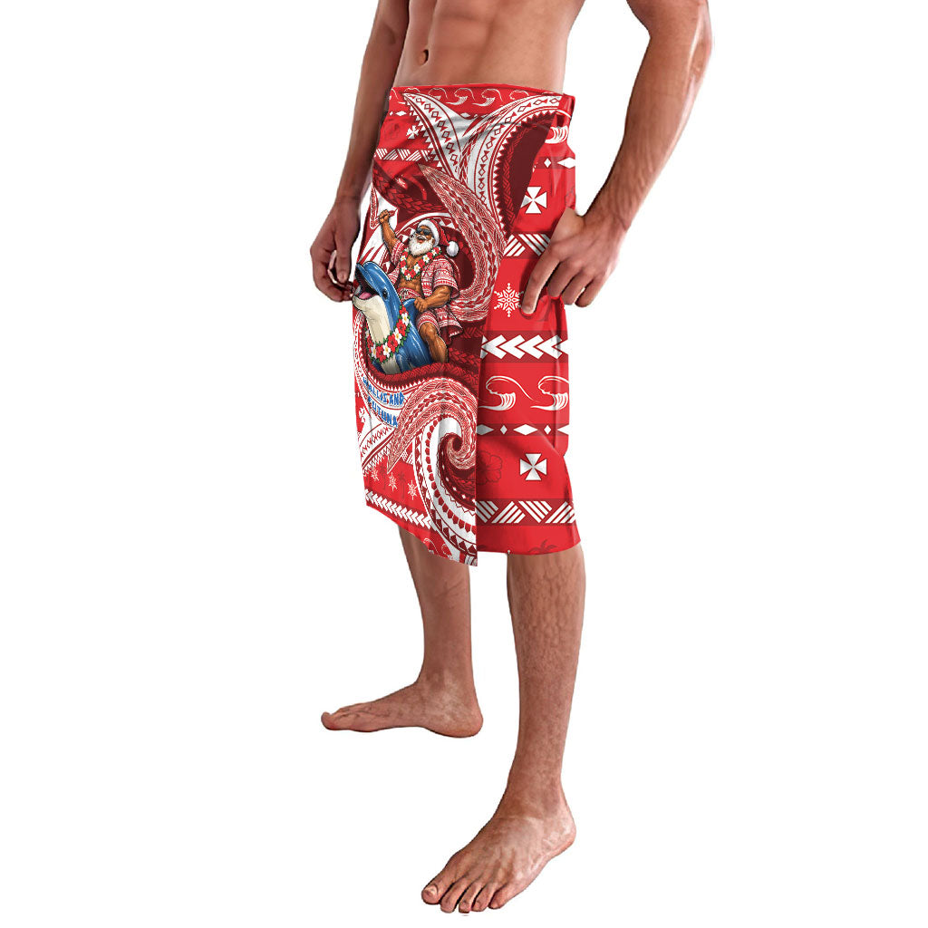Wallis And Futuna Christmas Lavalava Santa Riding Ocean Dolphin DT05 - Polynesian Pride