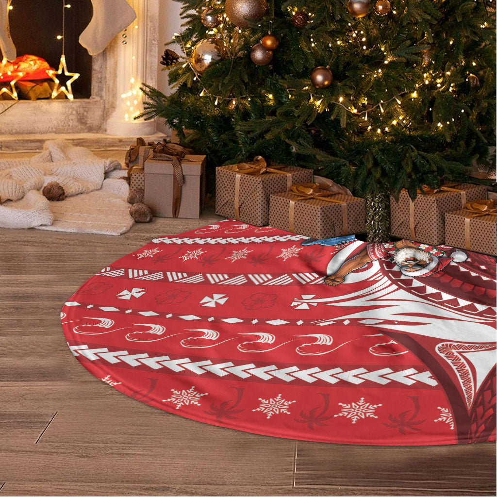 Wallis And Futuna Christmas Tree Skirt Santa Riding Ocean Dolphin DT05 - Polynesian Pride