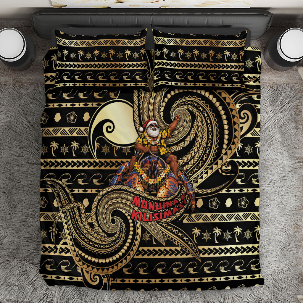 Niue Christmas Bedding Set Santa Riding Coconut Crab