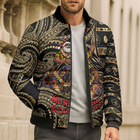 Niue Christmas Bomber Puffer Jacket Santa Riding Coconut Crab DT05 - Polynesian Pride