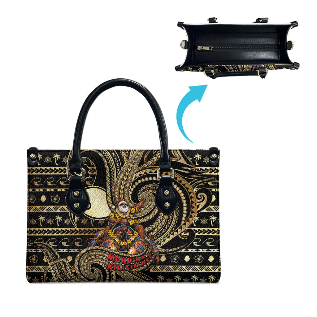 Niue Christmas Leather Bag Santa Riding Coconut Crab DT05 - Polynesian Pride