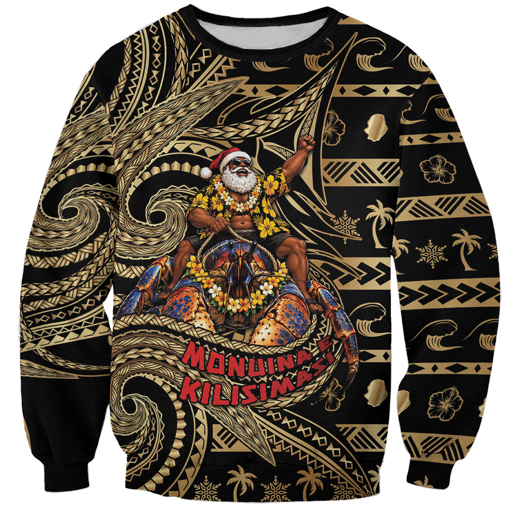 Niue Christmas Sweatshirt Santa Riding Coconut Crab DT05 Unisex Gold - Polynesian Pride
