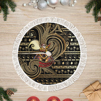 Niue Christmas Tree Skirt Santa Riding Coconut Crab DT05 Fringed Gold - Polynesian Pride