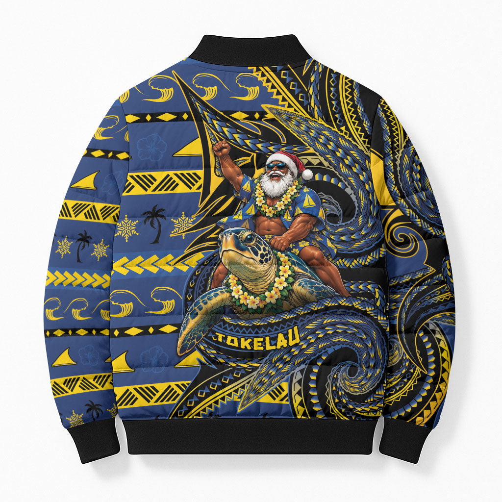 Tokelau Christmas Bomber Puffer Jacket Santa Riding Sea Turtle DT05 - Polynesian Pride