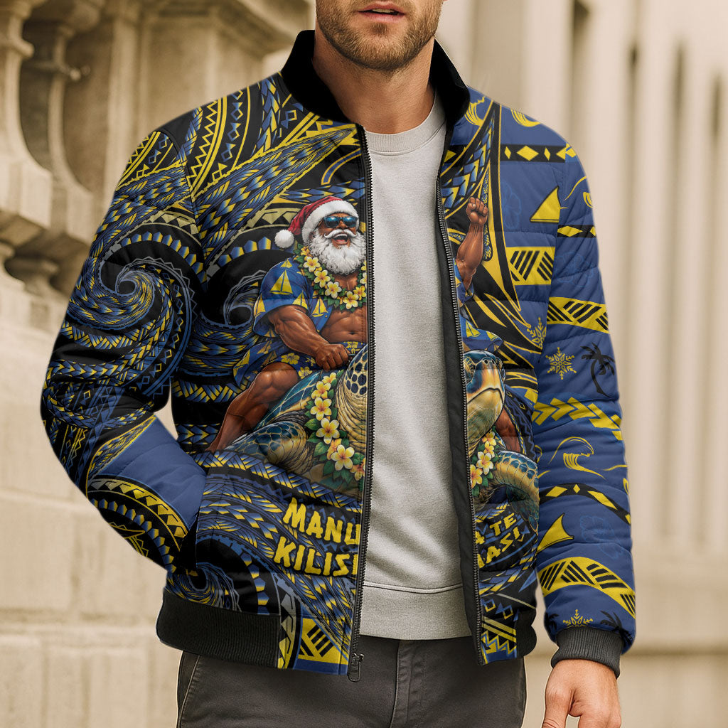 Tokelau Christmas Bomber Puffer Jacket Santa Riding Sea Turtle DT05 - Polynesian Pride
