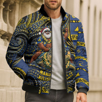 Tokelau Christmas Bomber Puffer Jacket Santa Riding Sea Turtle DT05 - Polynesian Pride