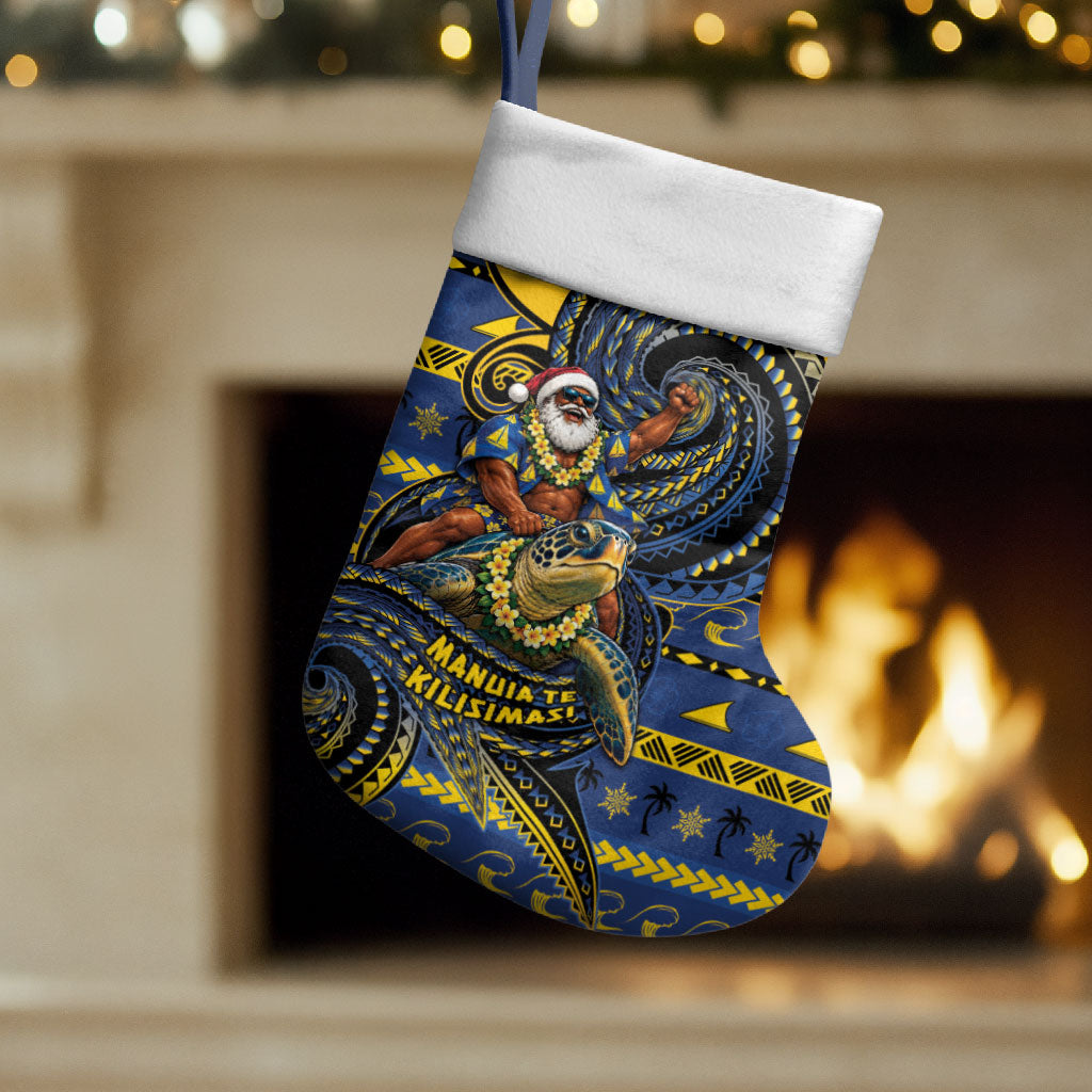 Tokelau Christmas Stocking Santa Riding Sea Turtle DT05 Set of 2 Navy - Polynesian Pride