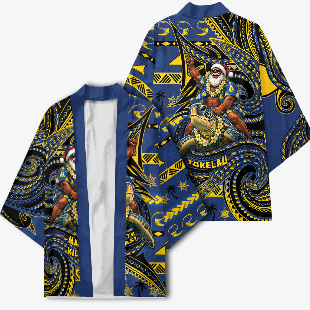 Tokelau Christmas Kimono Santa Riding Sea Turtle DT05 - Polynesian Pride
